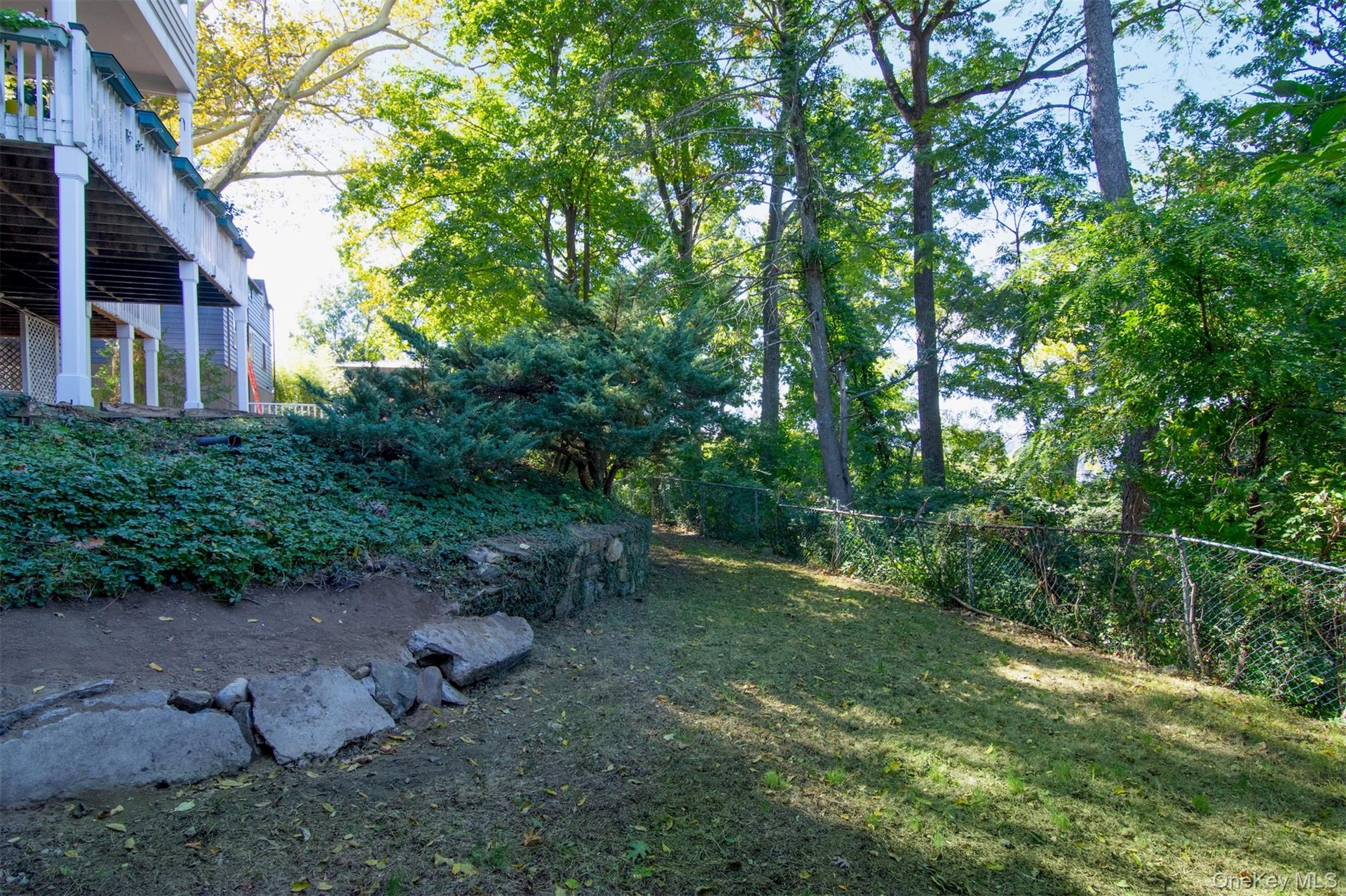 View of landscaped yard.