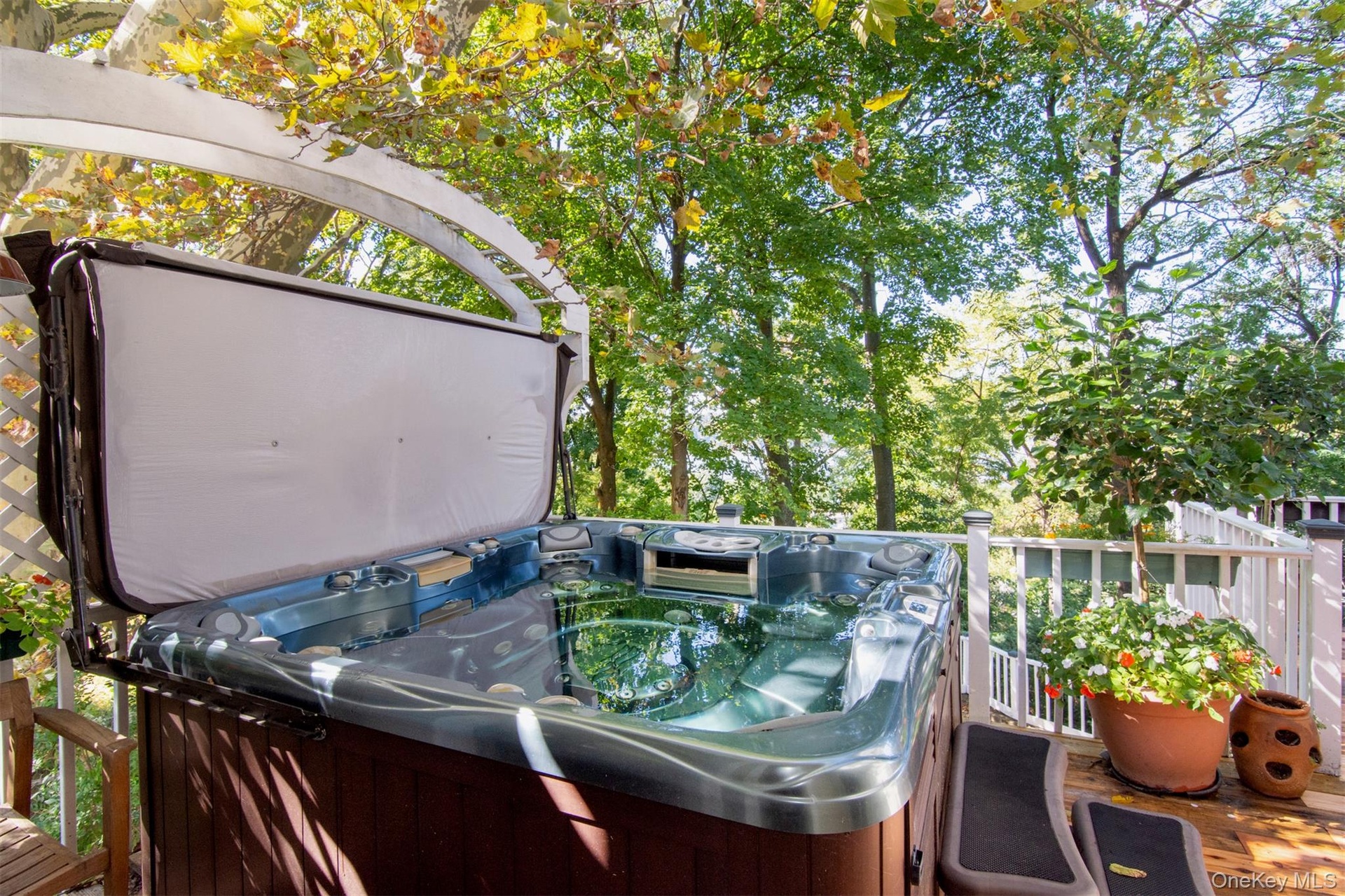Inviting hot tub on deck