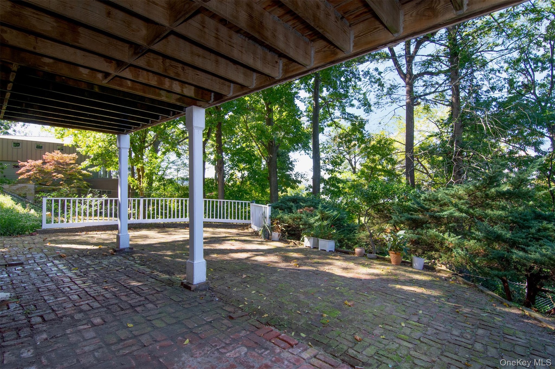 Partially covered patio area