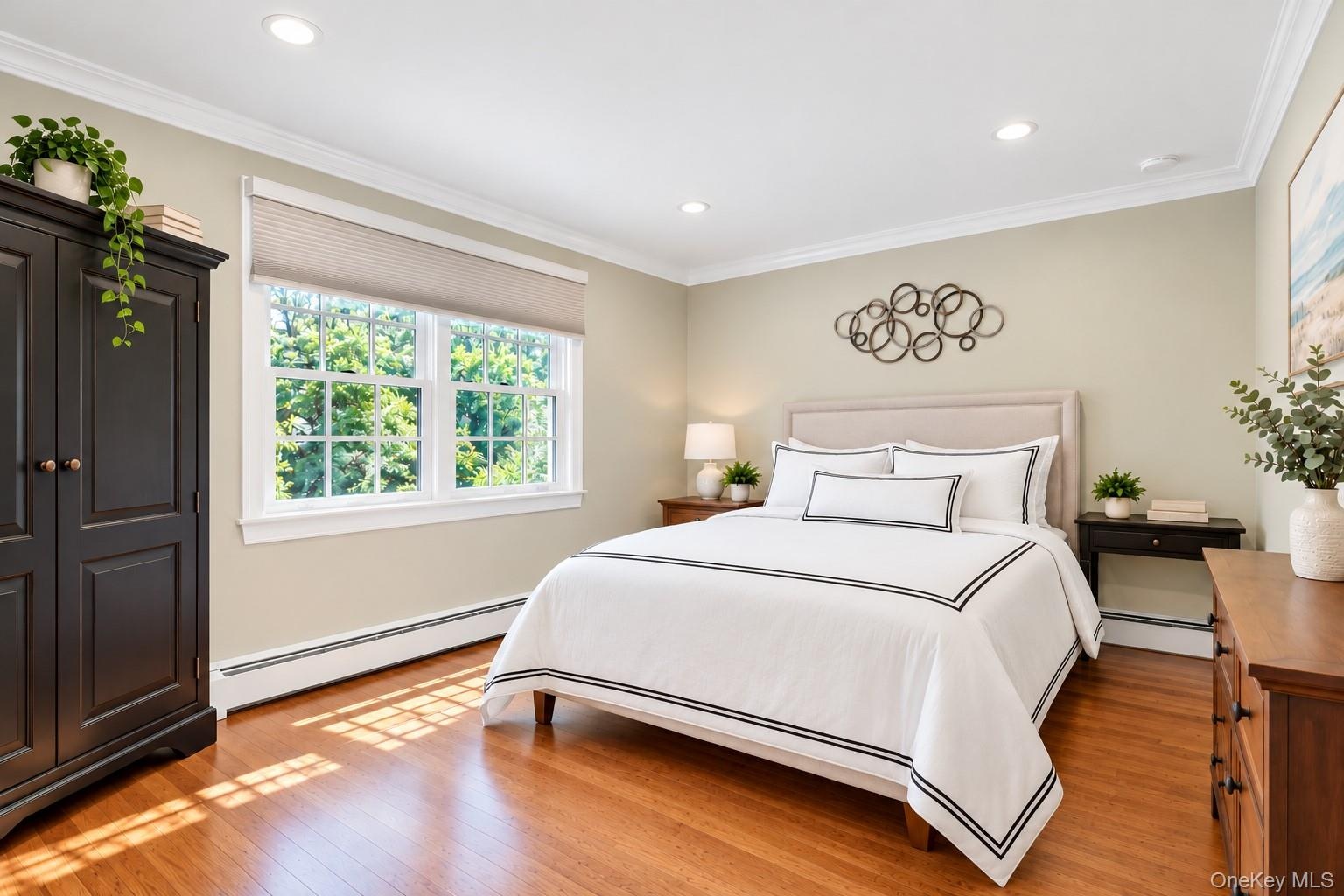 Bedroom #4 With Hardwood Floors & Windows Overlooking Backyard