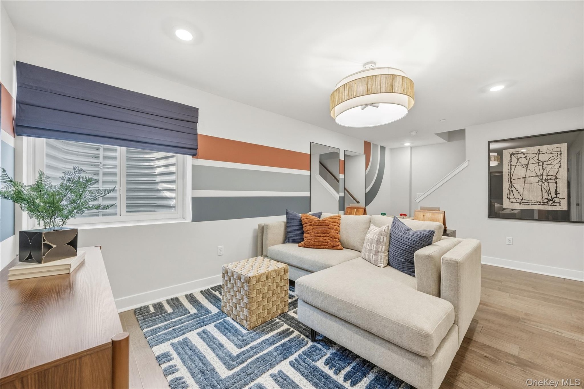 A basement perfect for both relaxing and entertaining.
