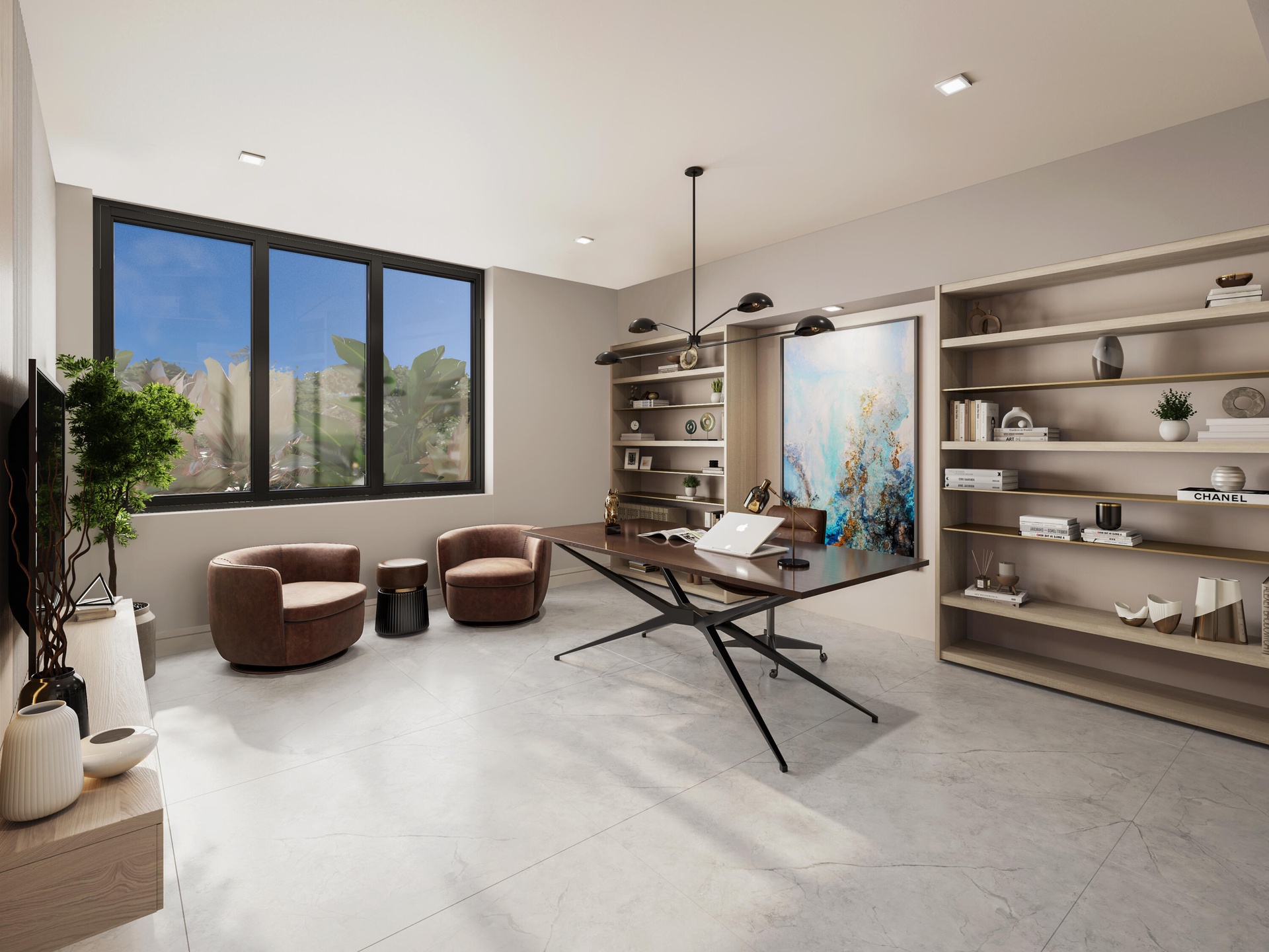 Alternate View of Flex-space above 2-car garage shown as Private Work Space