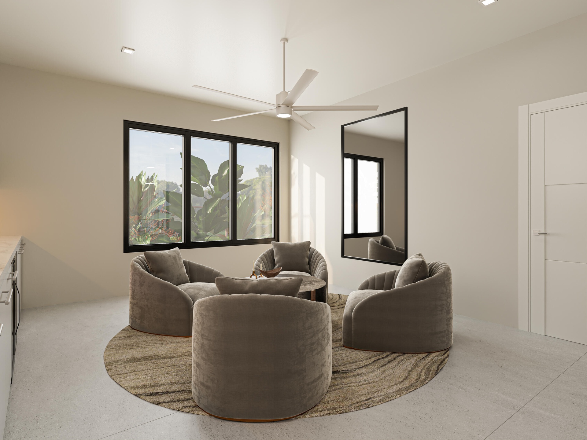 Alternate view of Flex-space above 2-car garage shown as Lounge