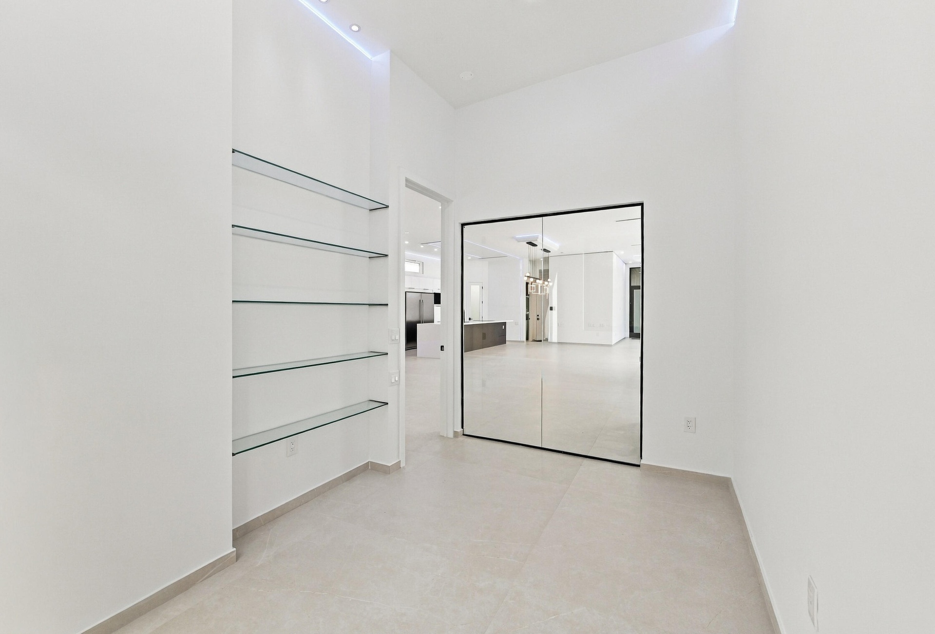 Glass enclosed office.