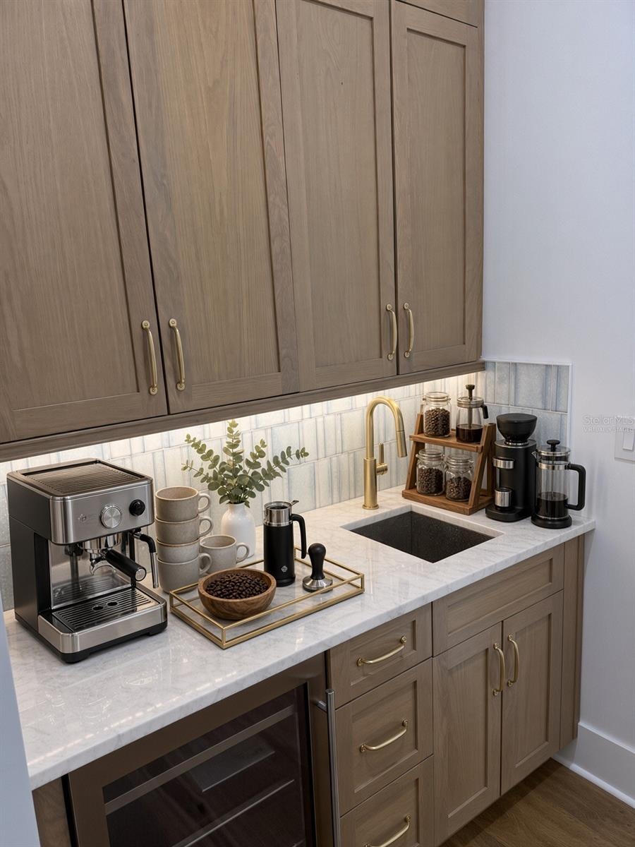 Primary Bedroom Morning Coffee Bar - Virtually Staged