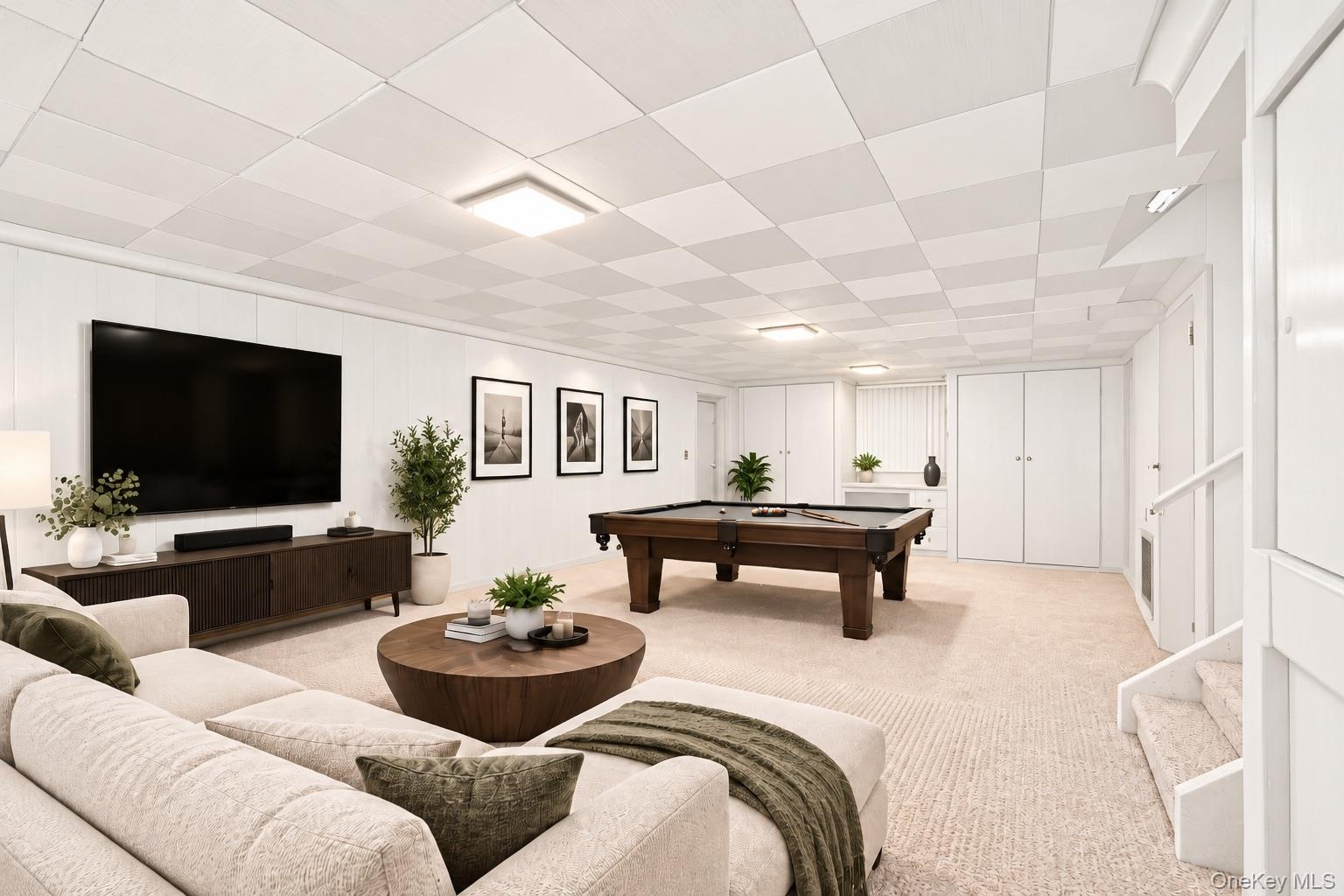 Virtually Staged And Painted Family Room