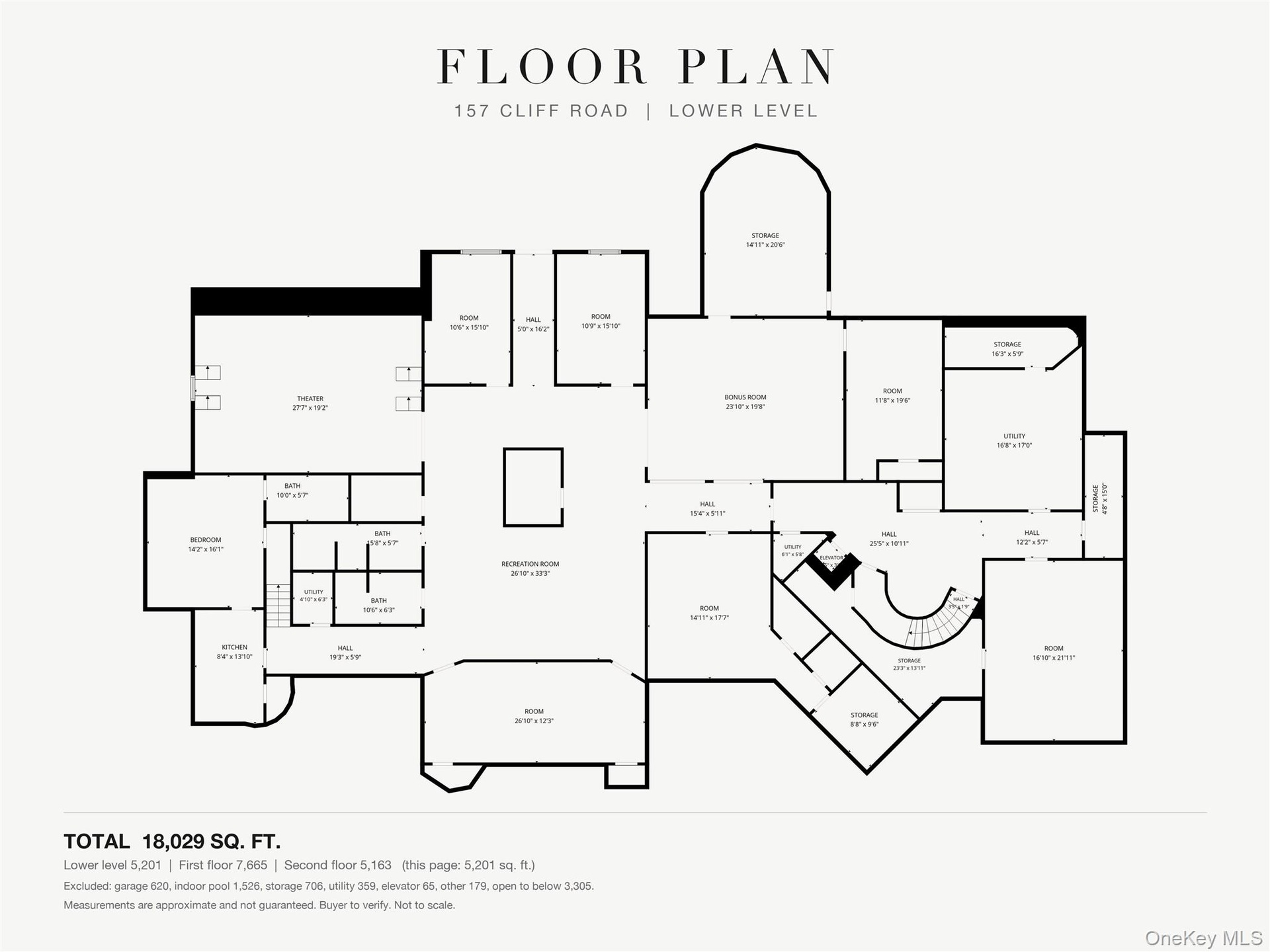 Floor plan, lower level (approximate, buyer to verify)