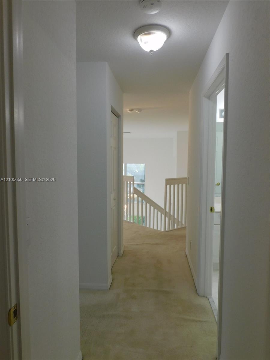 Garage space with painted walls, painted floor, and overhead lighting