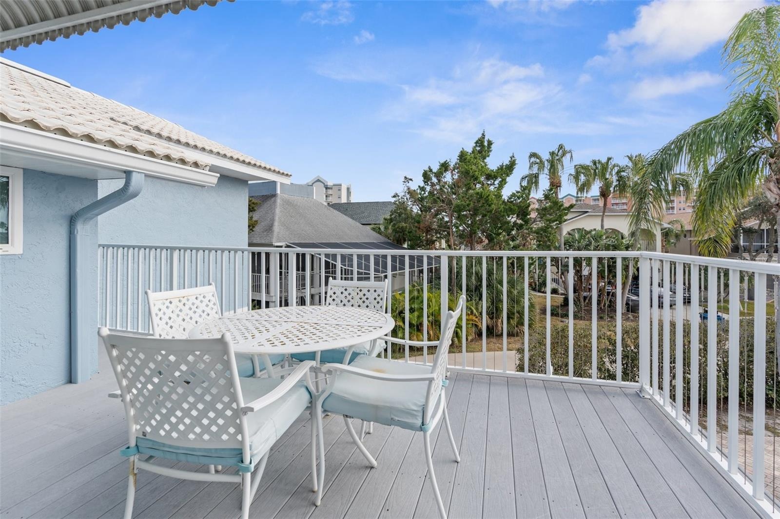 Front exposure deck off kitchen. Located on second story.