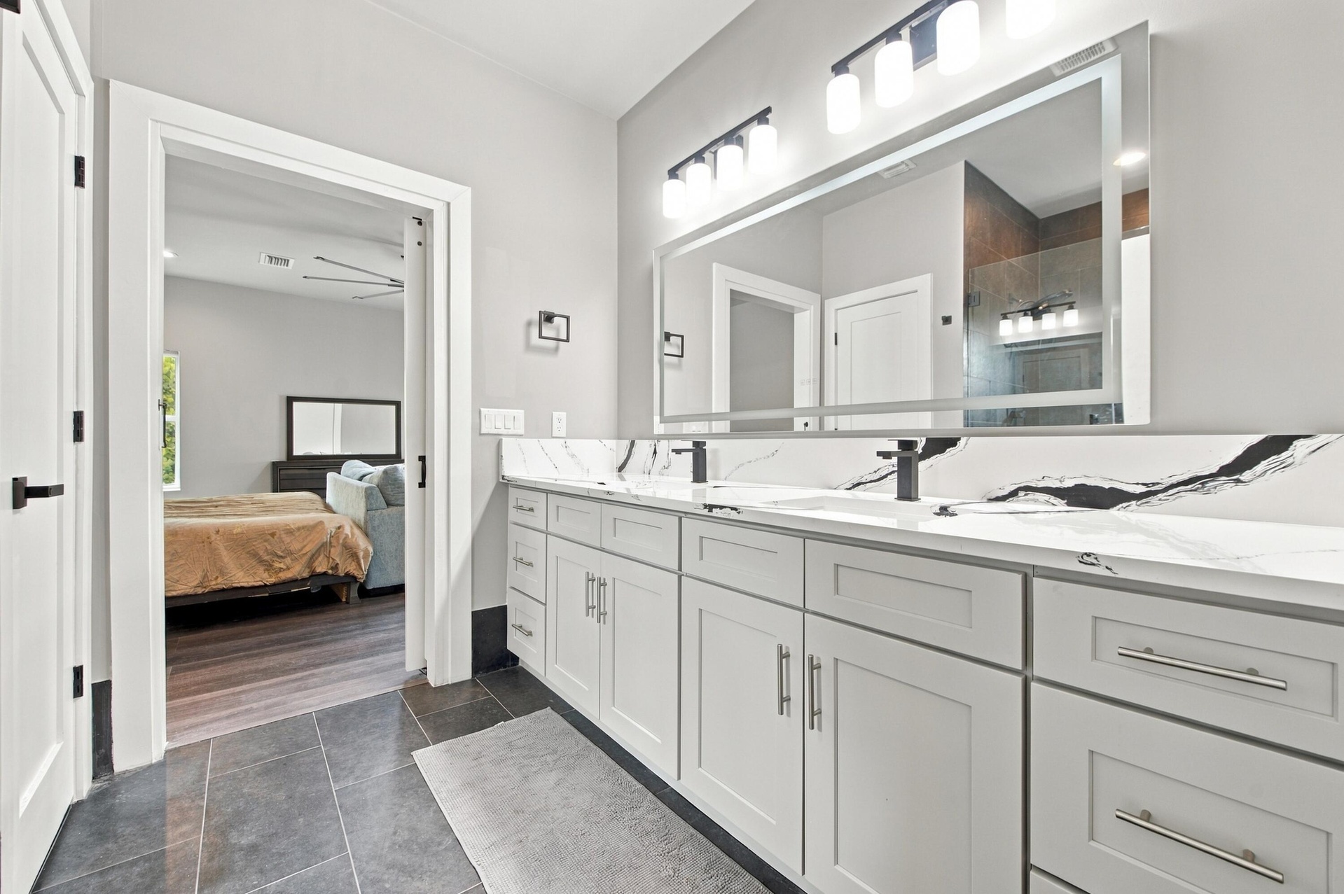 Lots of counter space in primary bathroom