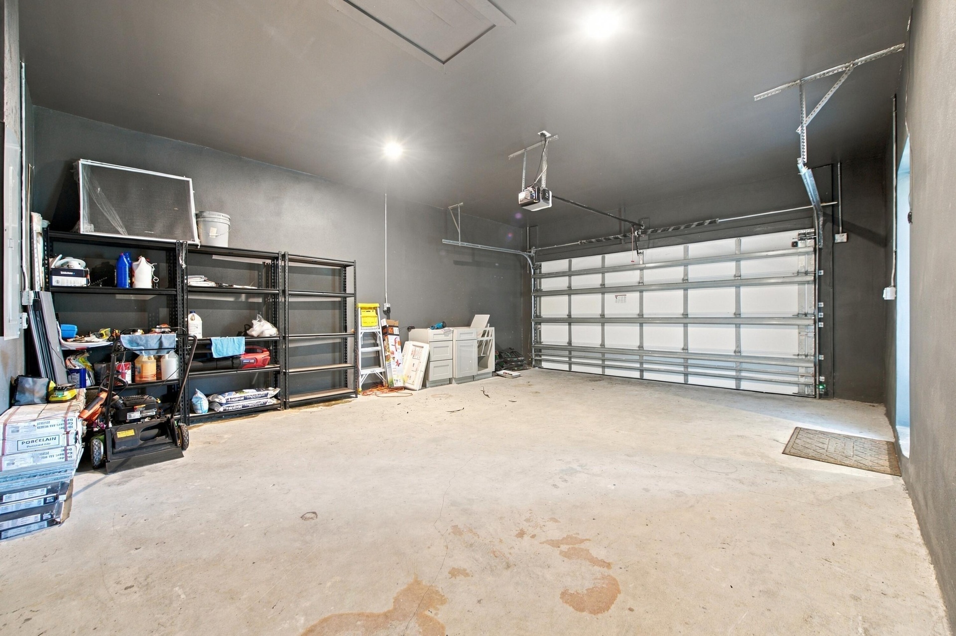 Garage is ready for an Electric car to plug in.