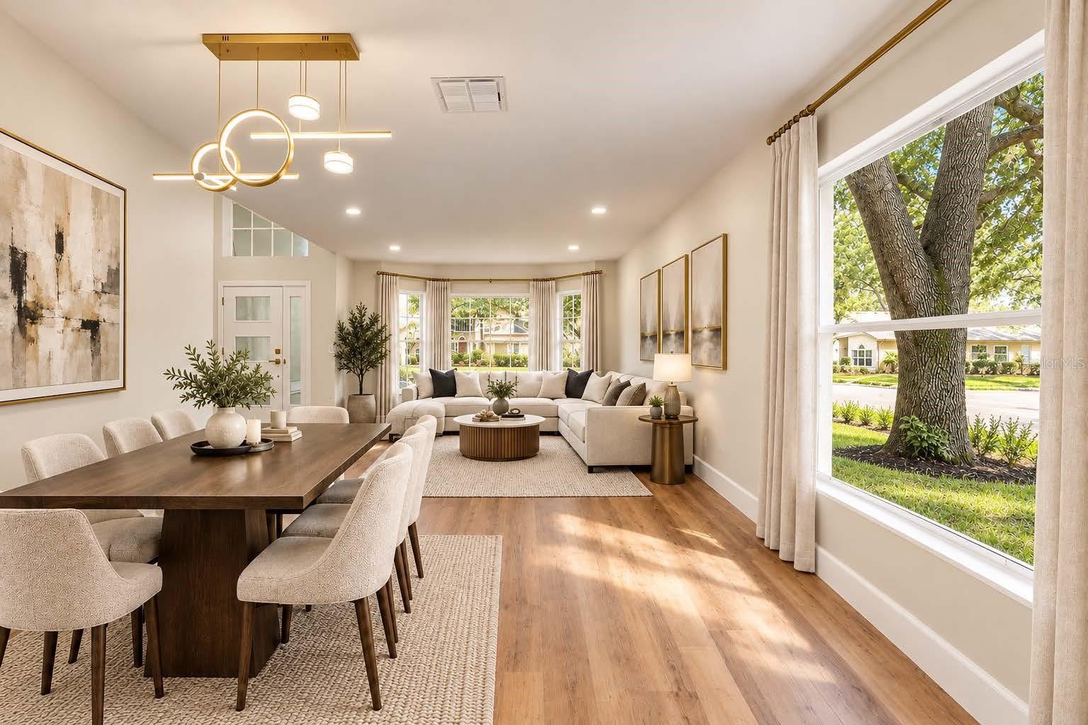 Staged to show Dining/ Living combo set up