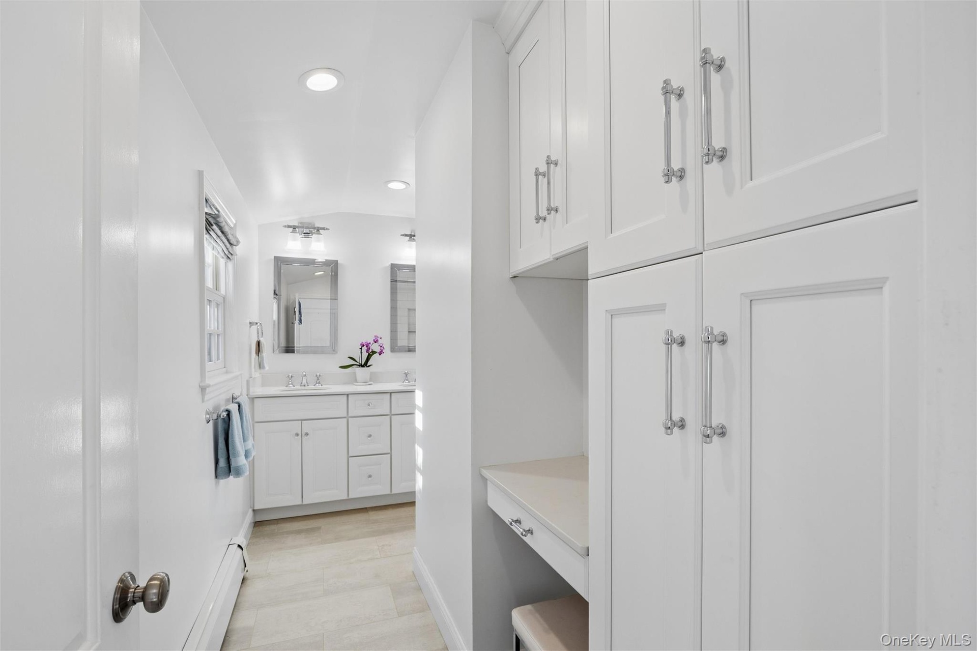 Clever use of space for a vanity table and extra storage