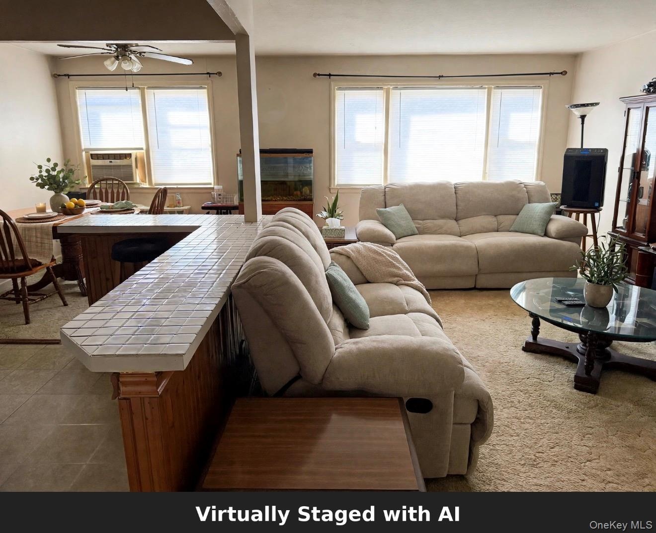 2nd Level living Room/Dining Room Staged