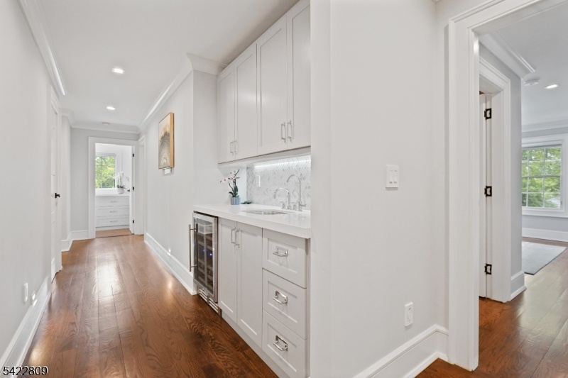 Wet bar in hallway