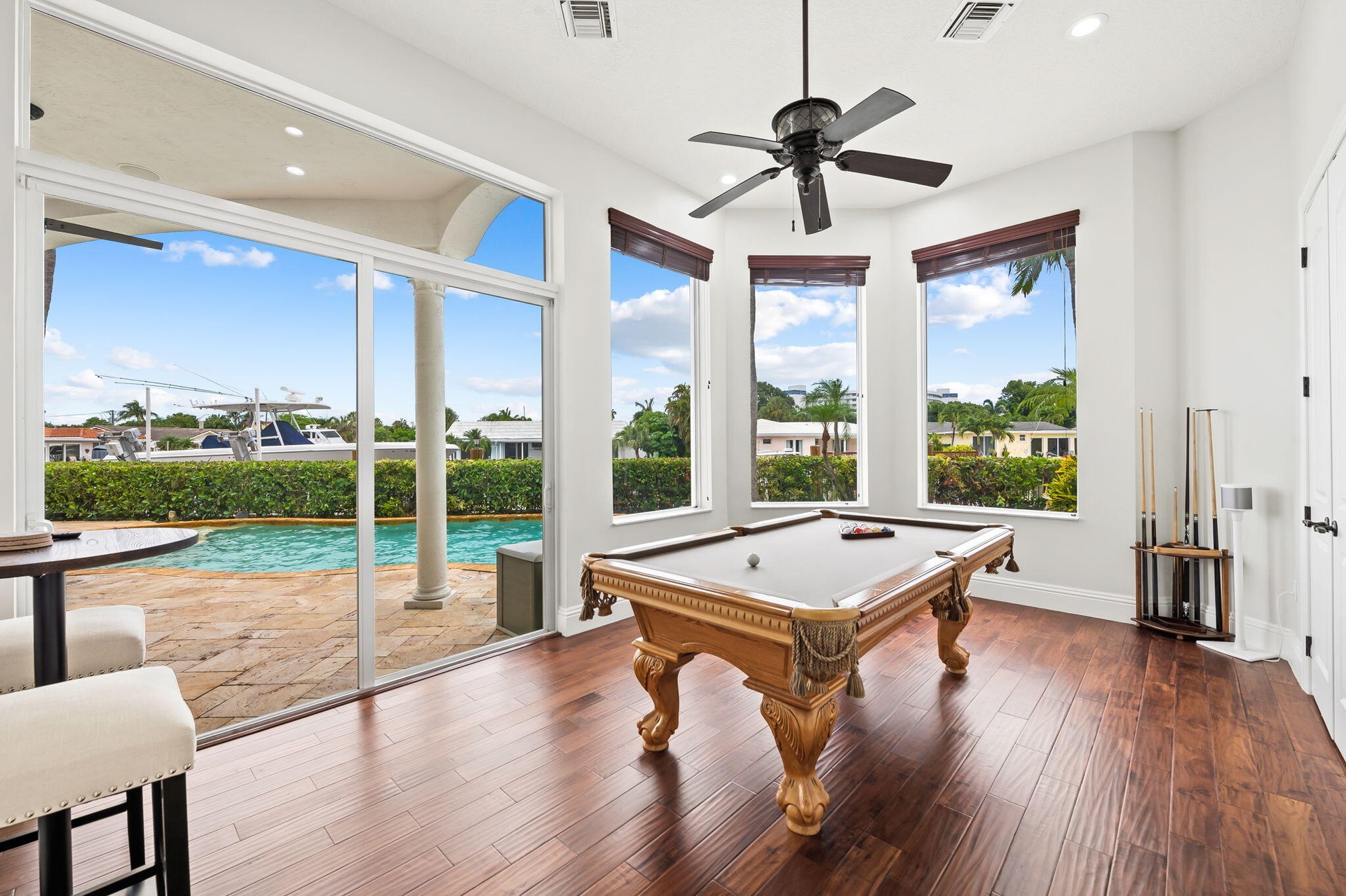Stunning views from the game room that is also a bedroom w/ closet