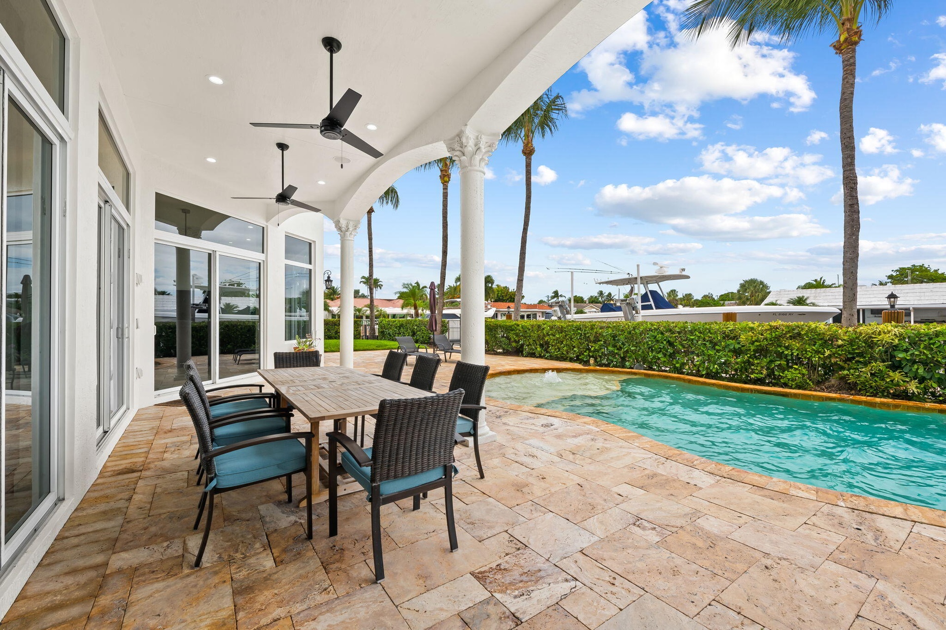 Spacious patio for outdoor dining year round