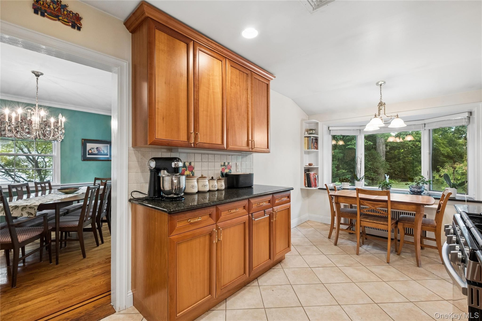 Kitchen with view of dining room
