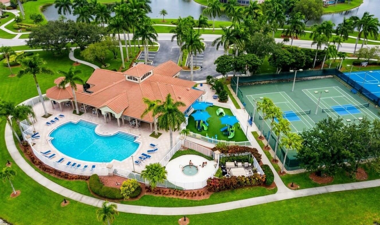 Clubhouse, pool, tennis courts