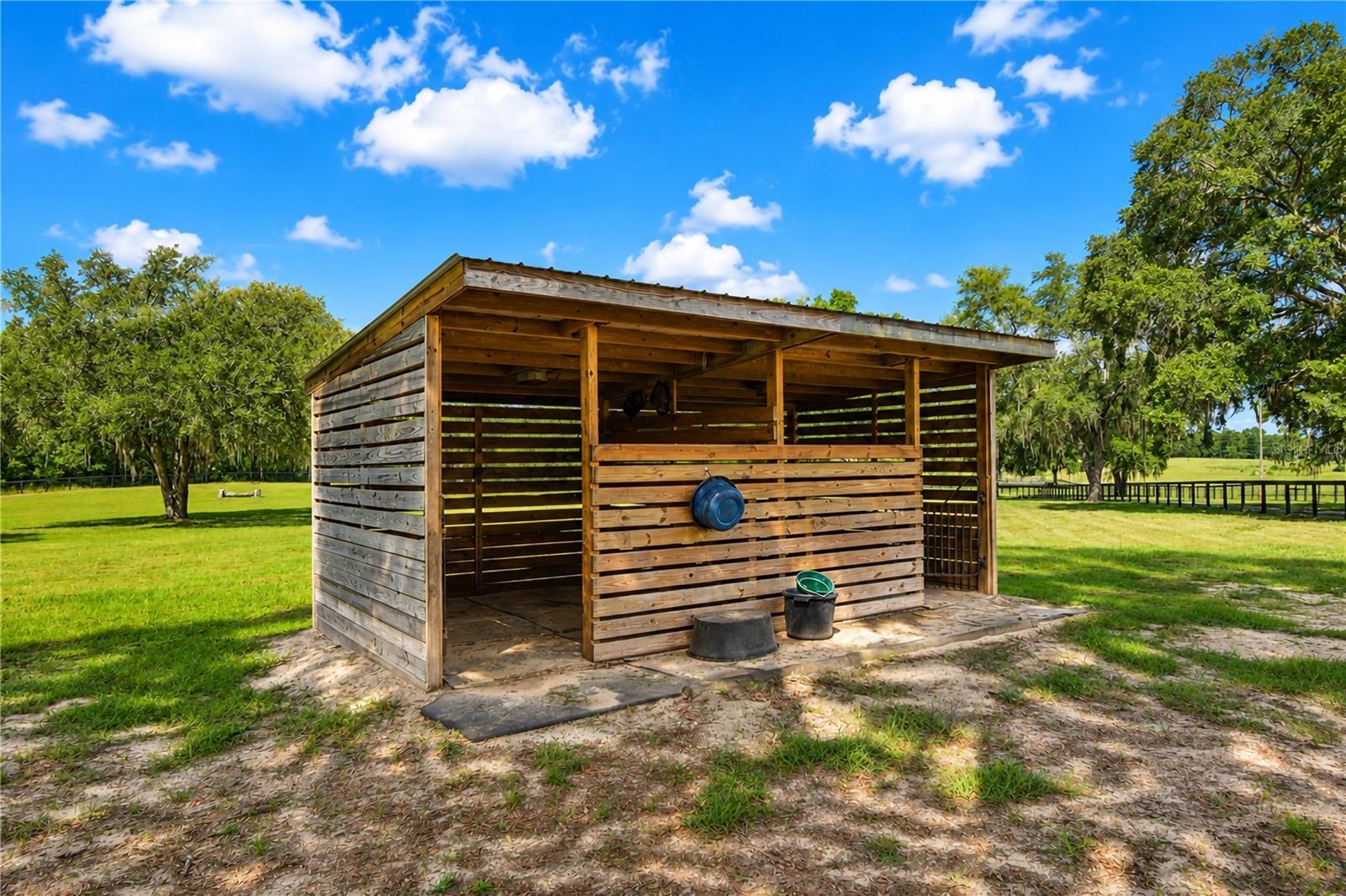 two stall run in barn