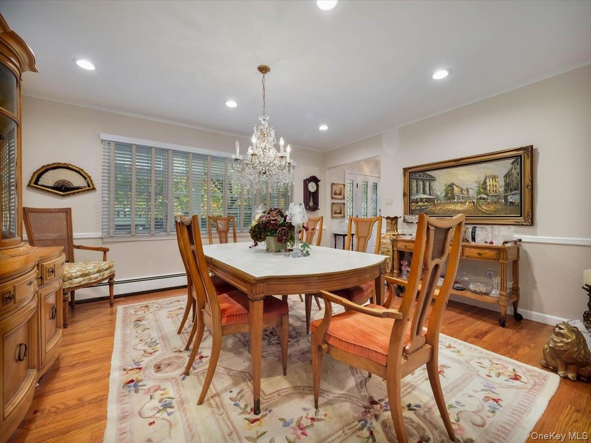 Dining room with recessed lighting