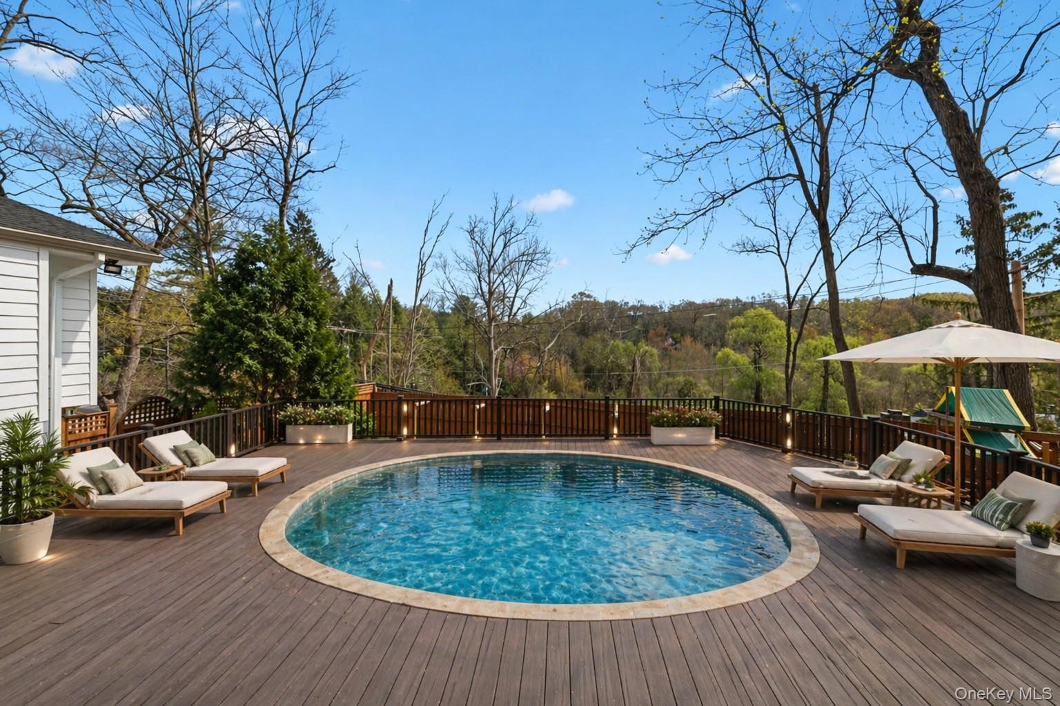 Virtually Staged Deck with Above Ground Pool
