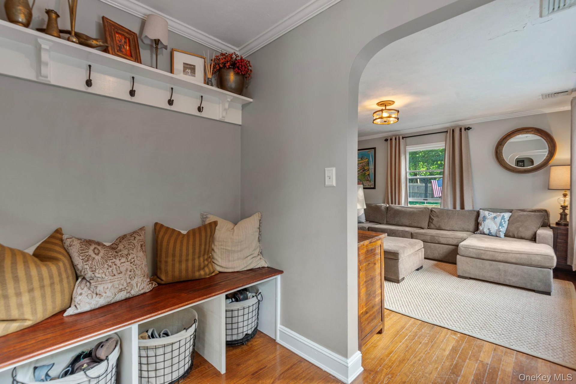 Built-in storage off the front entrance and on the way to the family room.