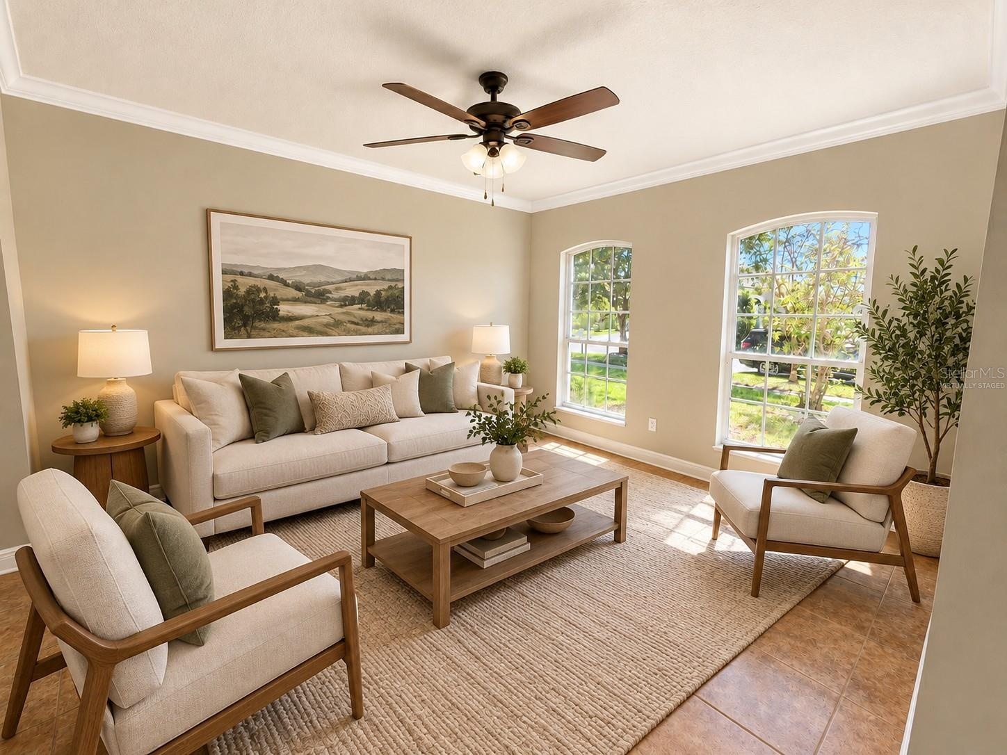 Virtually Staged Formal Living Room