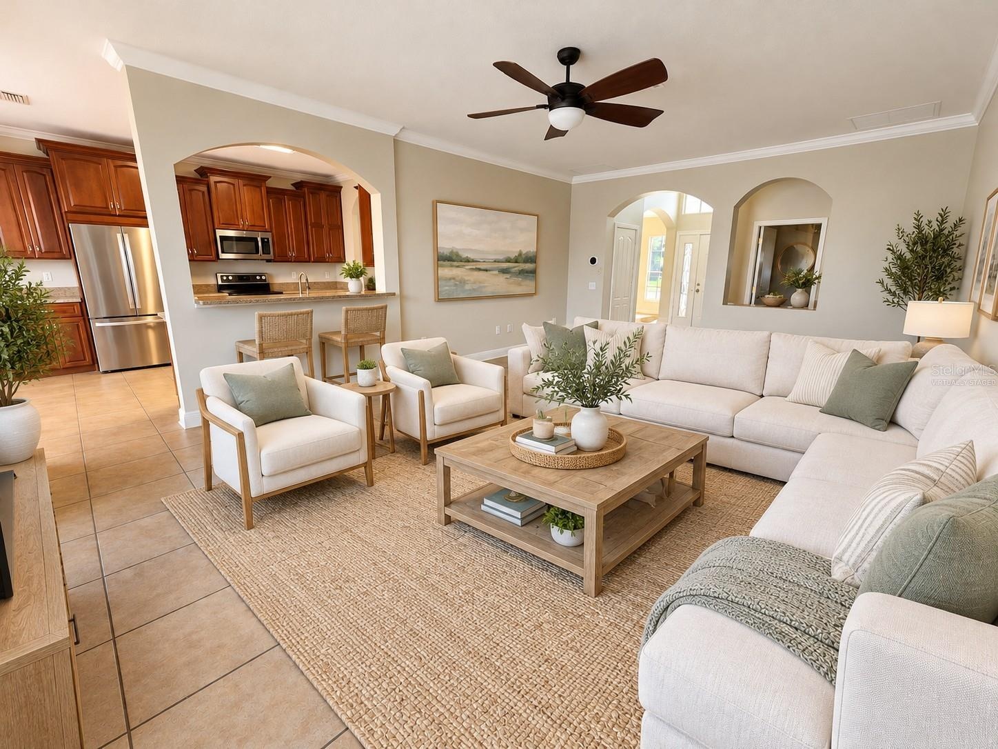 Virtually staged family room