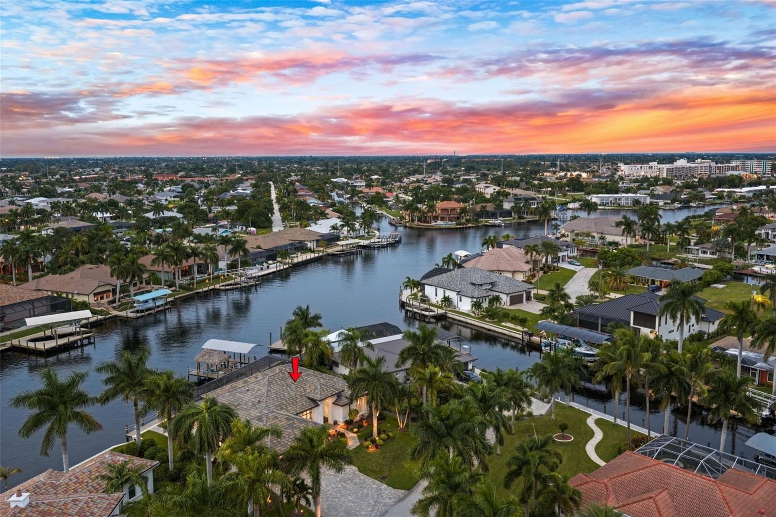Aerial Evening view of 5205 Sunset Ct