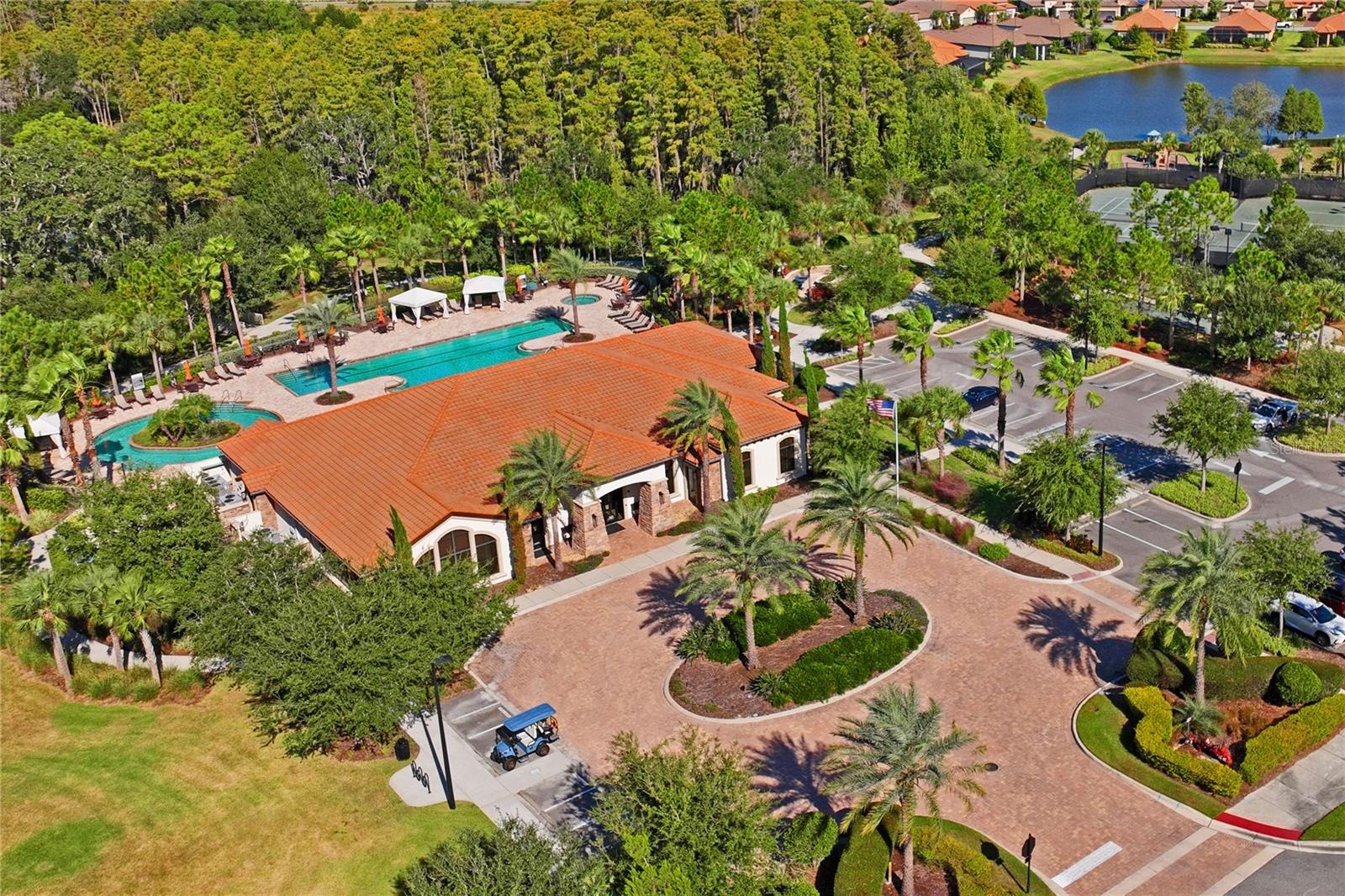 Bird's eye view of front of Amenity Center