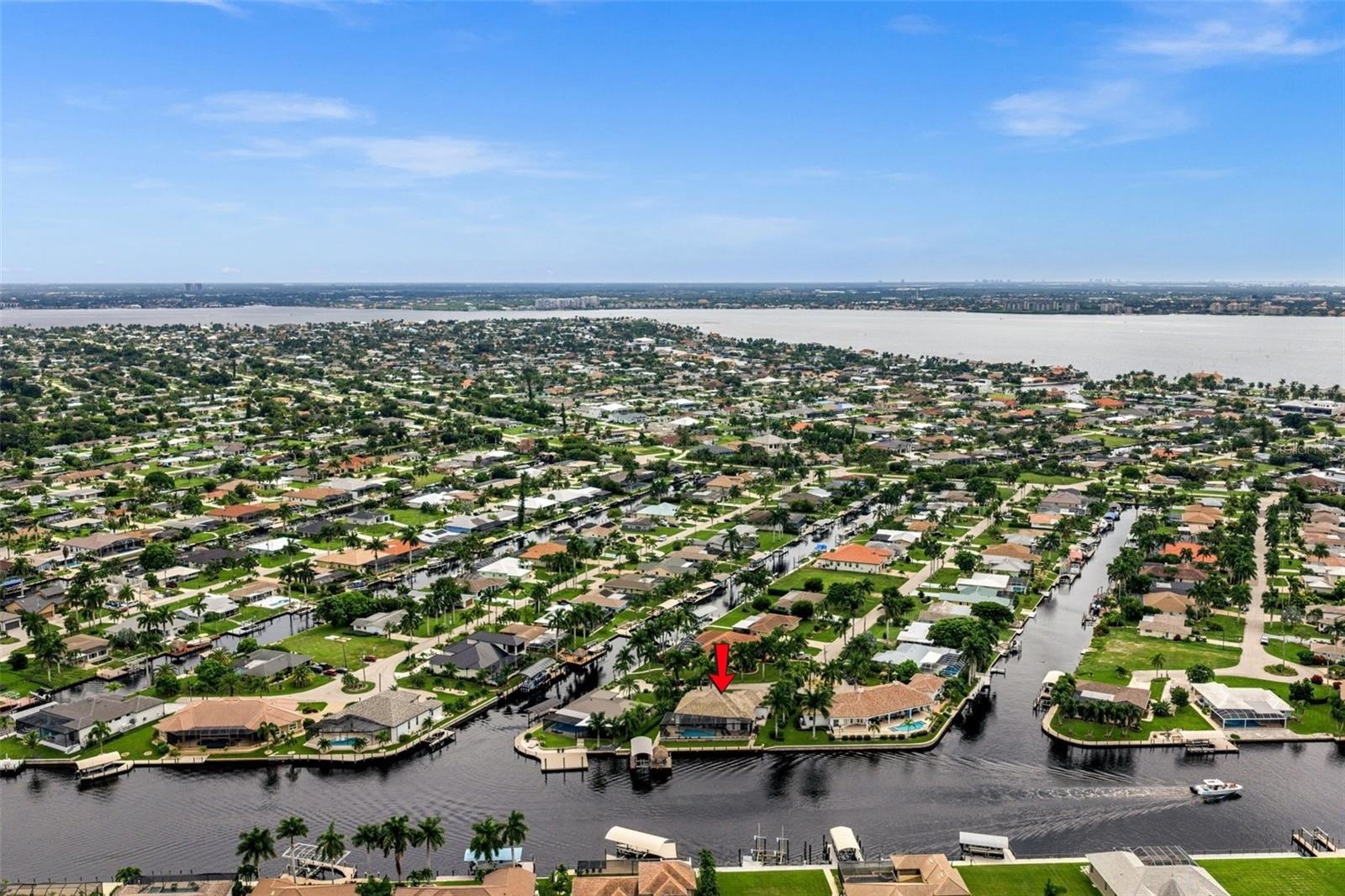 Aerial view of the house, Bimini Canal and Caloosahatchee River