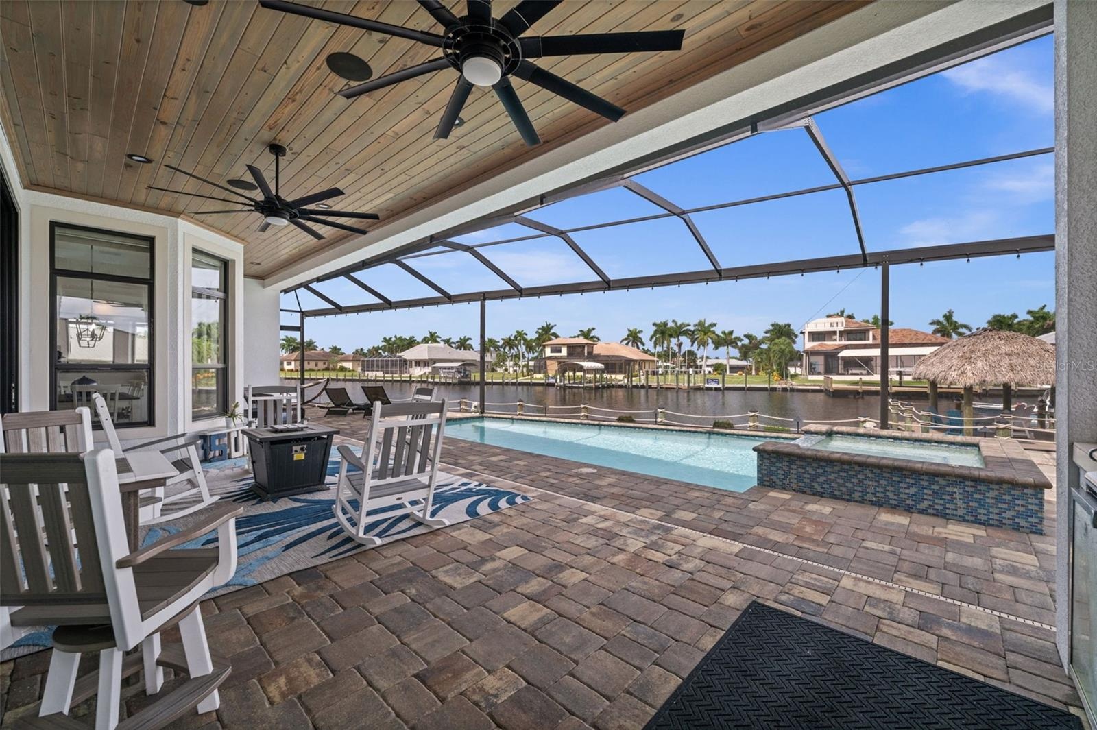 Relax on the lanai with views of the extra wide Bimini Canal