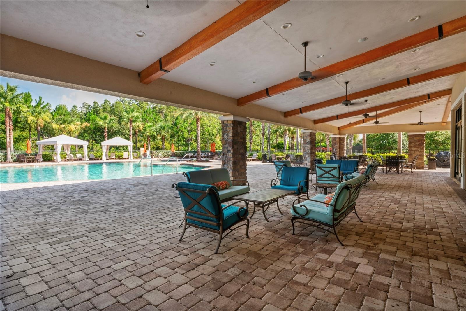 Outdoor pool lanai seating