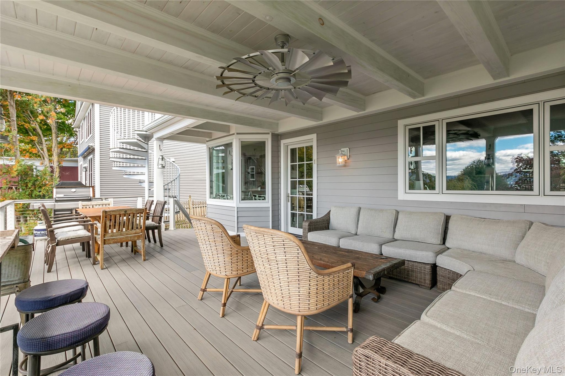 Covered entertaining area creating an outdoor room.