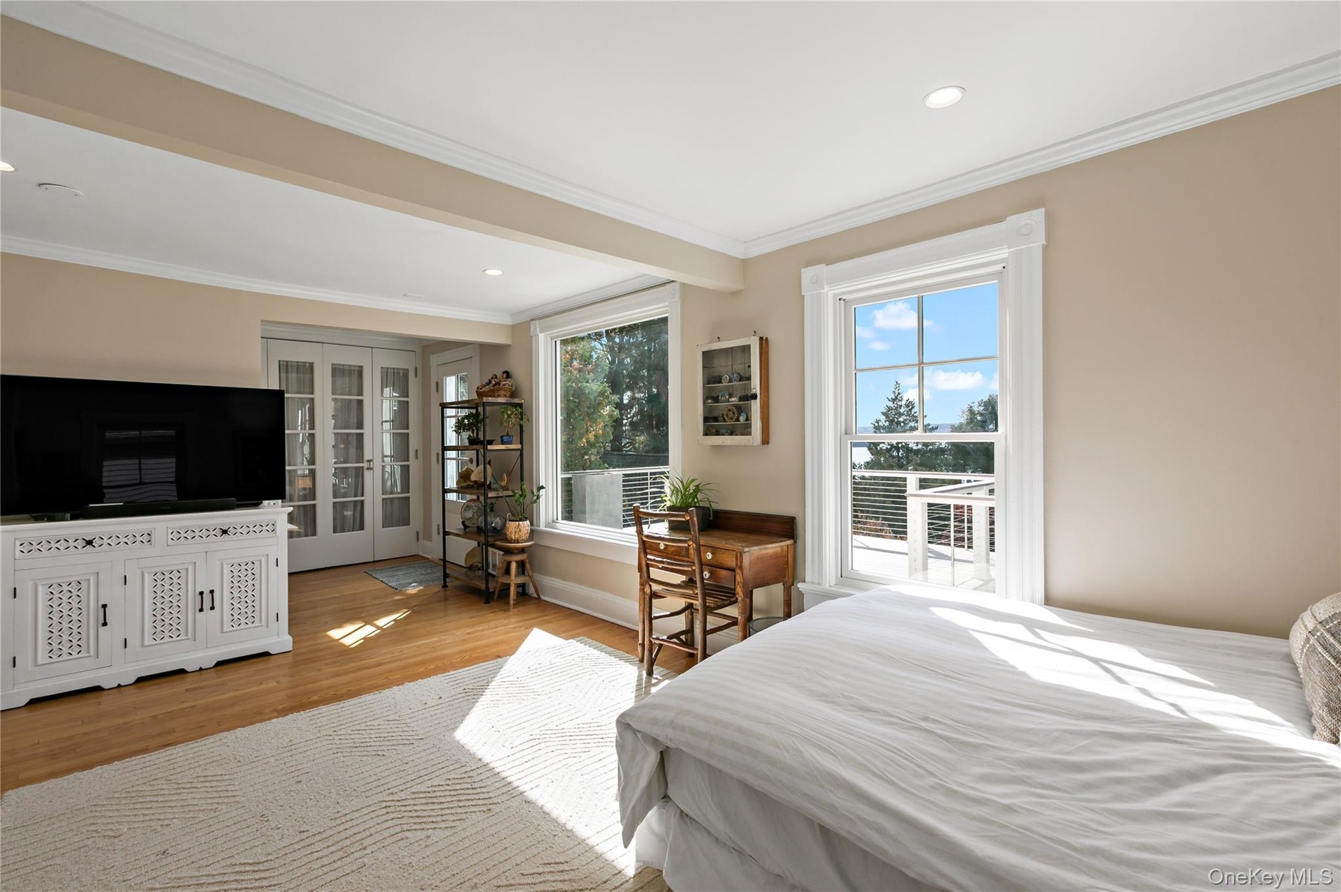 Convenient laundry access and door to second story deck.